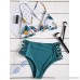 ZAFUL Women's Pineapple Print Bikini Set Criss Cross High Waisted Cut Out Two Pieces Swimsuit Bathing Suit Blue B07F8WS5TY